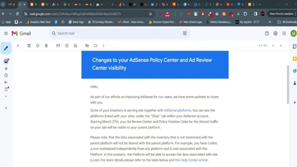 Changes to your AdSense Policy Center 