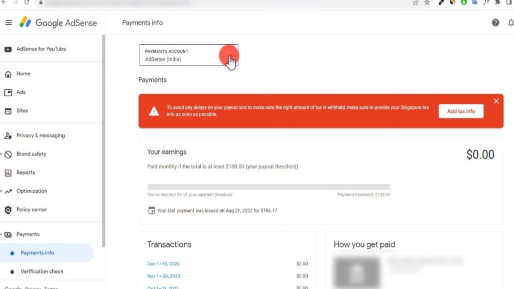 How To Fill Singapore Tax Info In Google AdSense